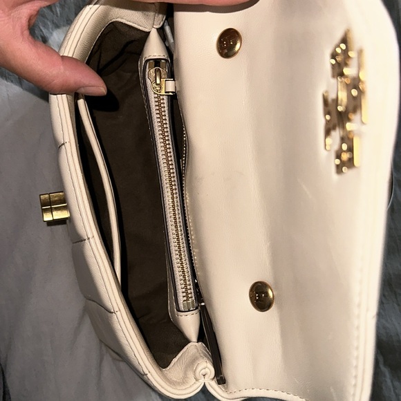 Tory Burch Kira Top Handle Quilted Bag Ivory - Picture 9 of 11